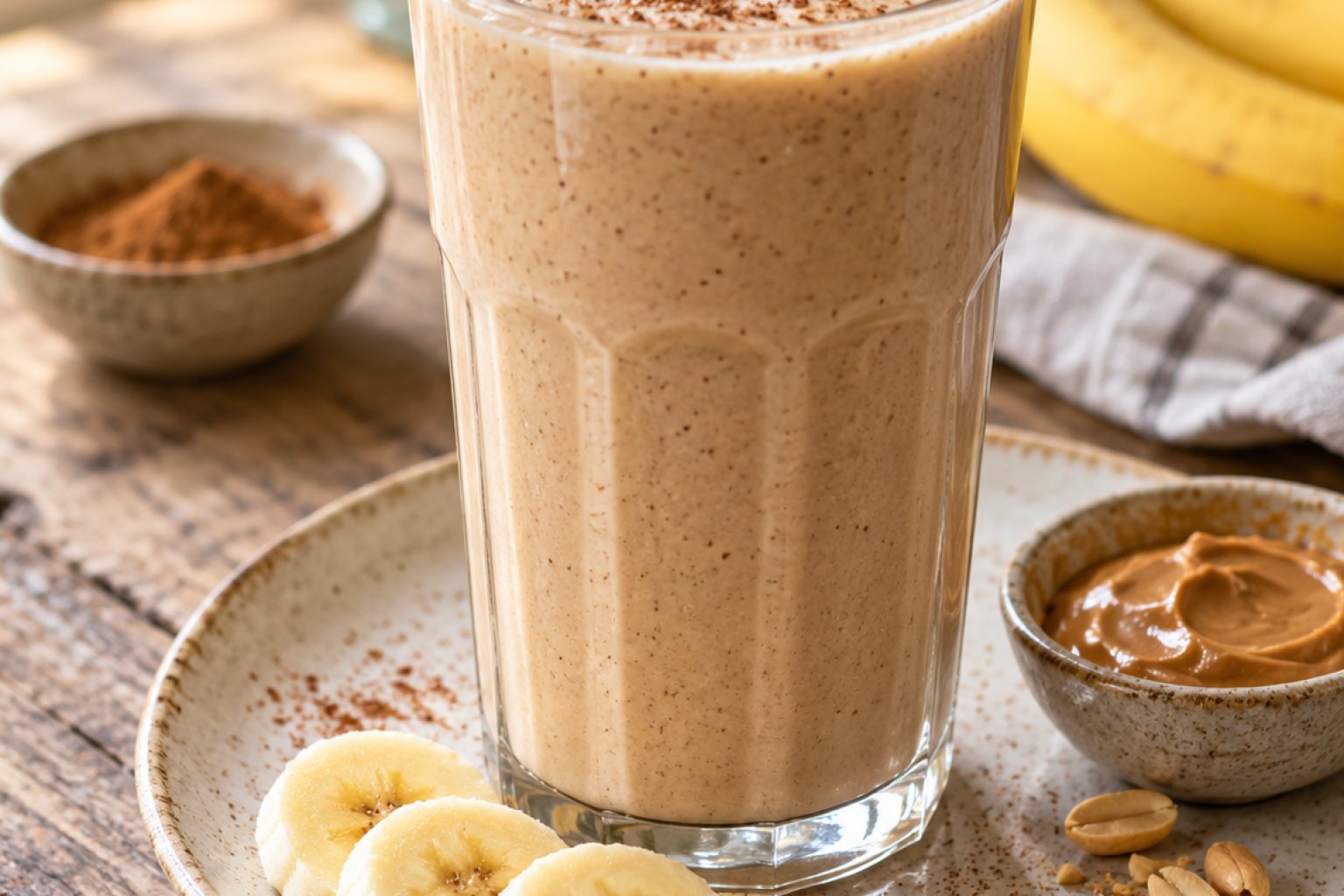 Protein-Erdnussbutter-Smoothie mit Banane