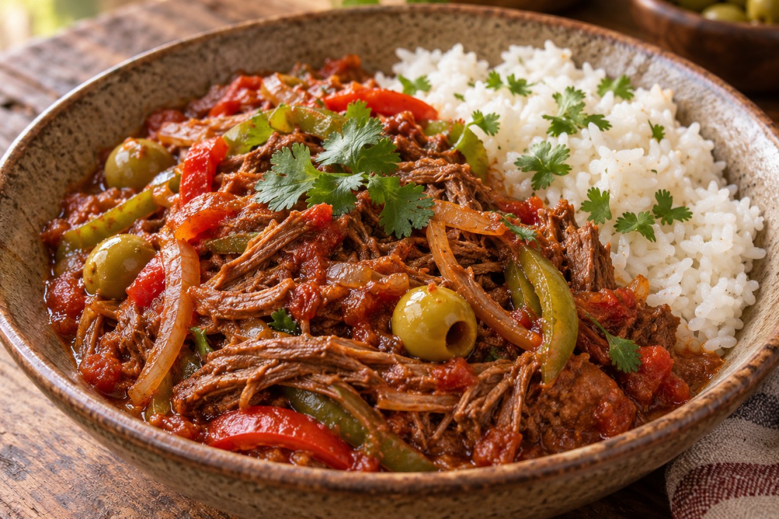 Kubanisches Ropa Vieja mit Reis