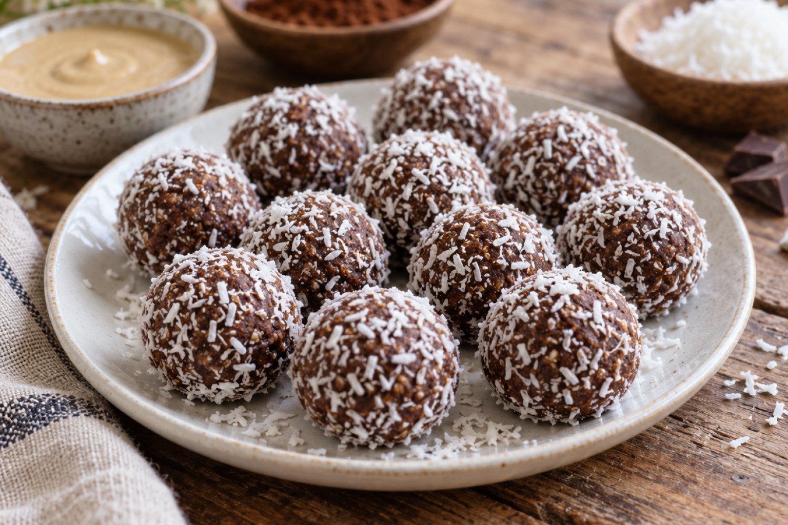 Schoko-Tahini-Energiebällchen ohne Zucker