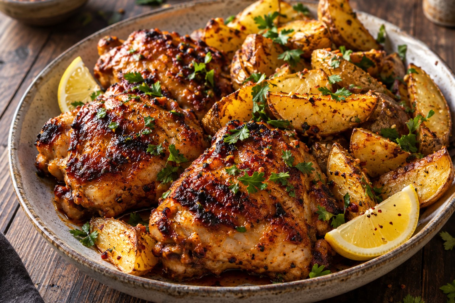 Portugiesisches Piri-Piri-Hähnchen mit Ofenkartoffeln – Rezept mit Kalorien und Nährwerten
