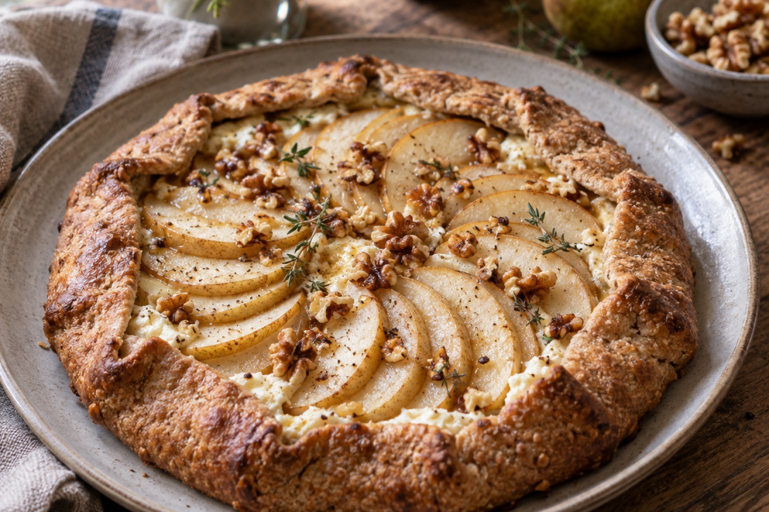 Birnen-Ricotta-Galette mit Vollkornboden
