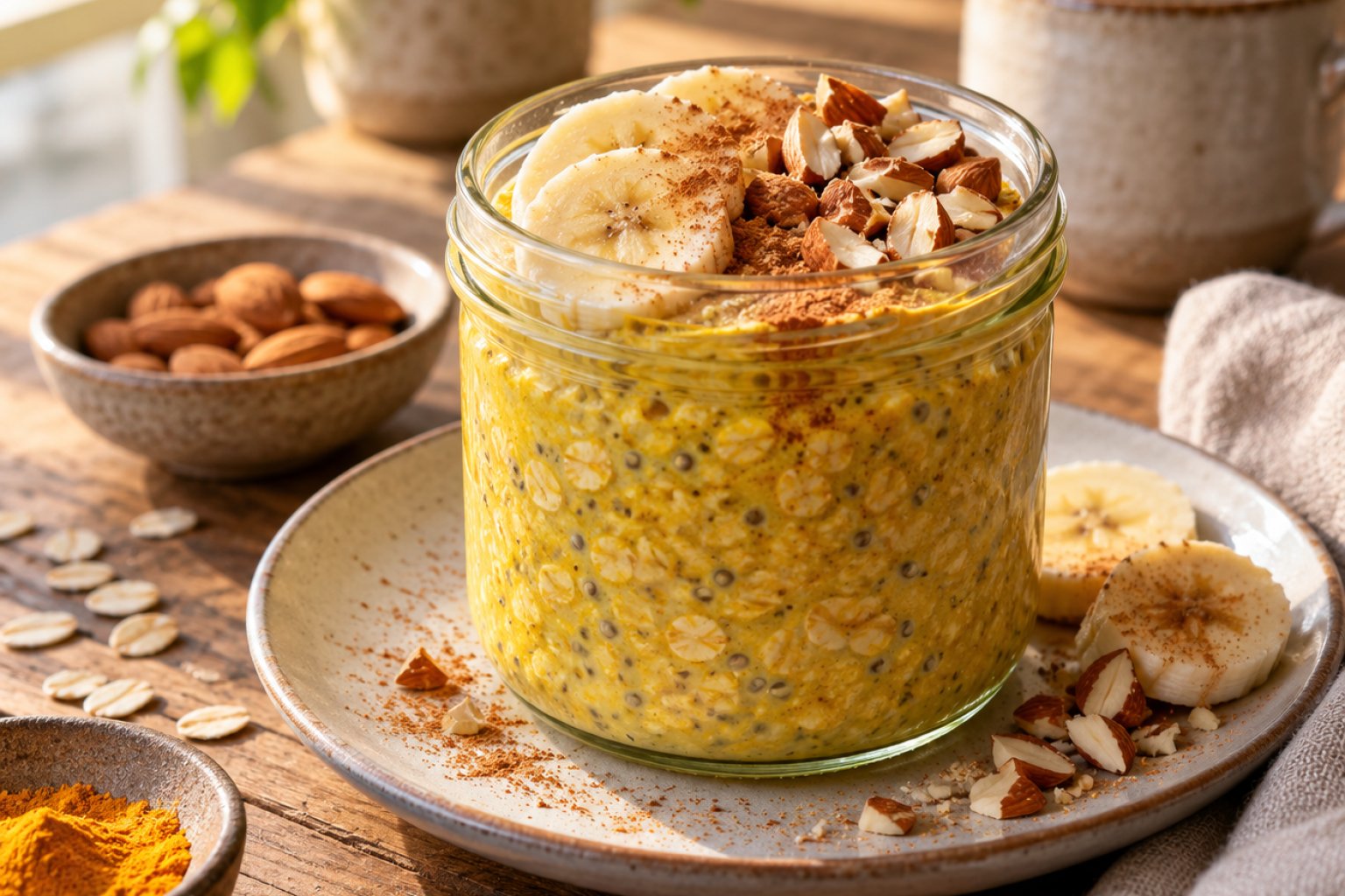 Vegane Hafermilch-Kurkuma-Latte-Overnight-Grütze – Rezept mit Kalorien und Nährwerten