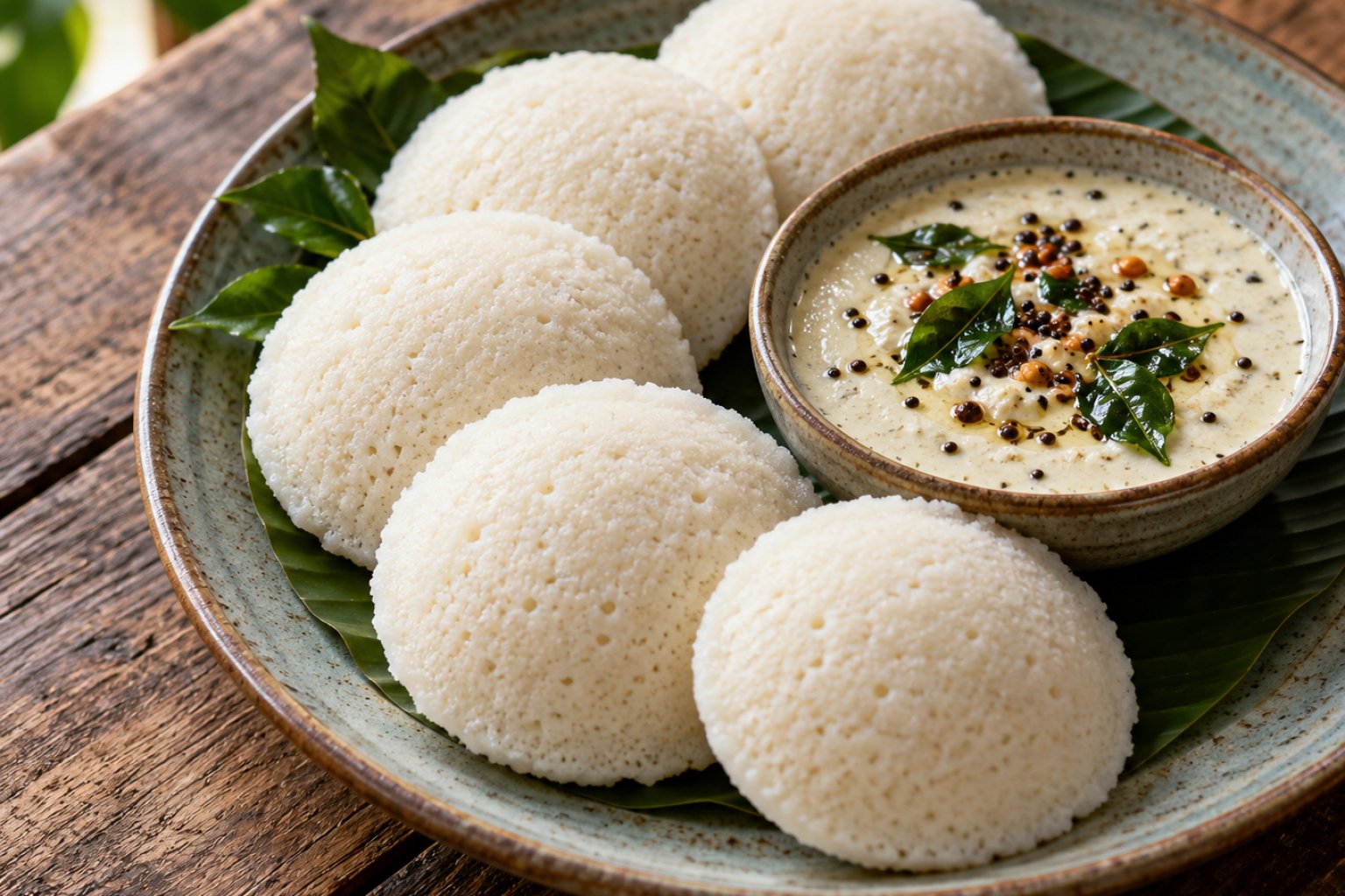 Indische Idli mit Kokos-Chutney