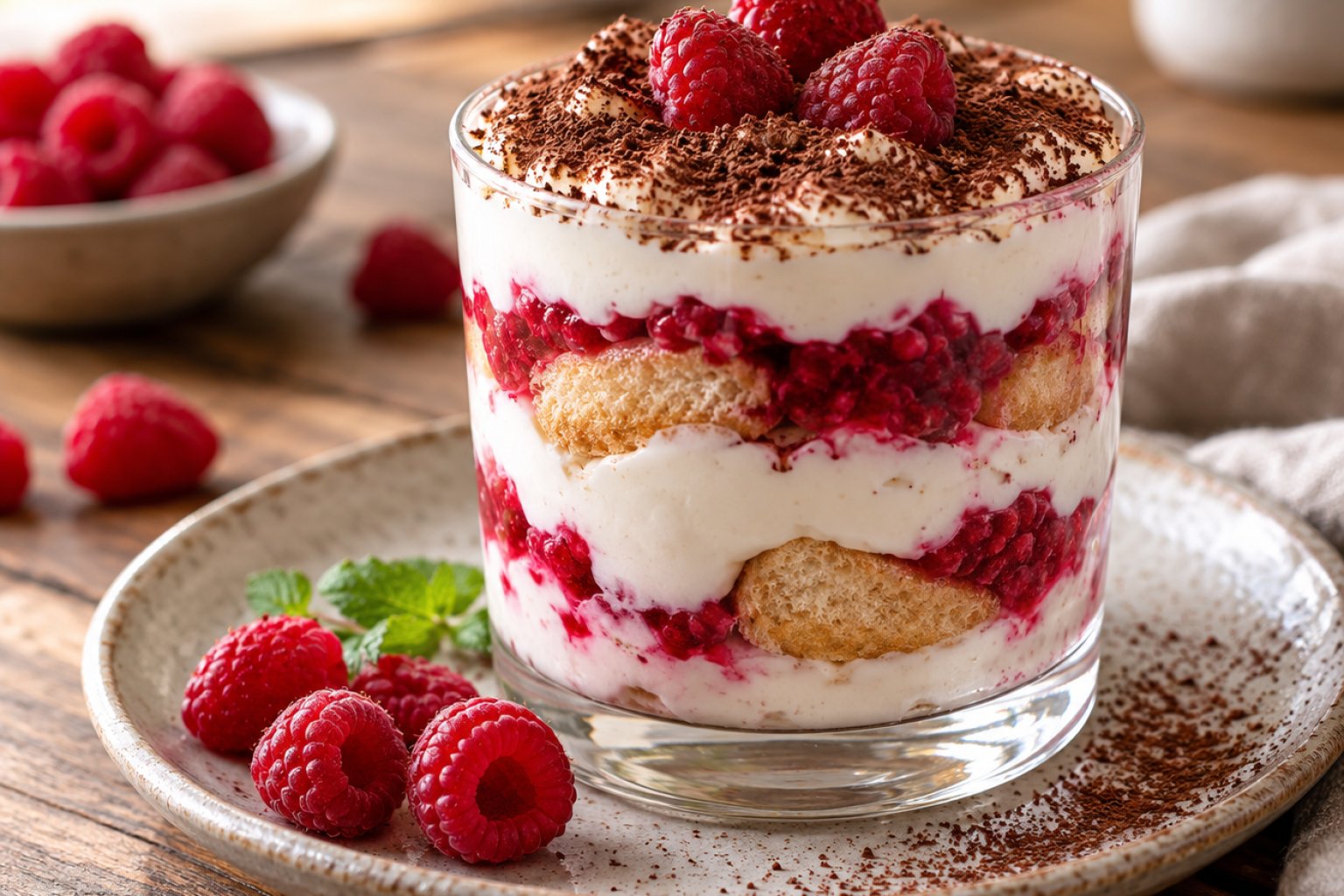Skyr-Himbeer-Tiramisu-Glas ohne Zucker