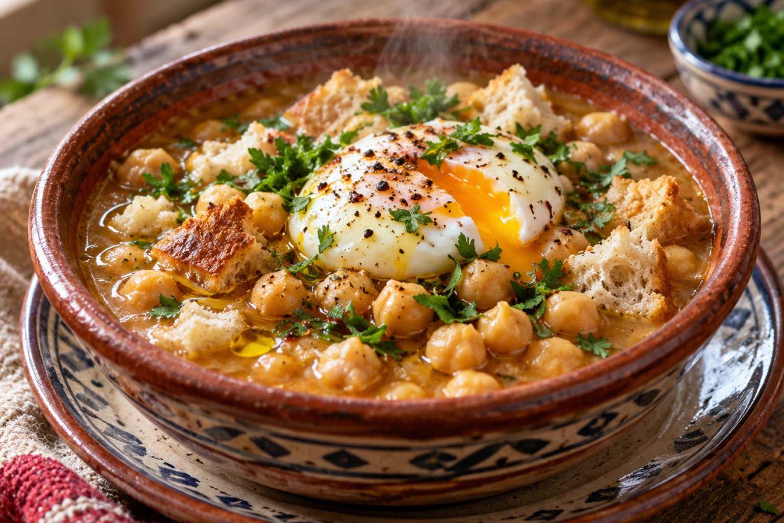 Tunesischer Lablabi – Kichererbsensuppe mit Ei