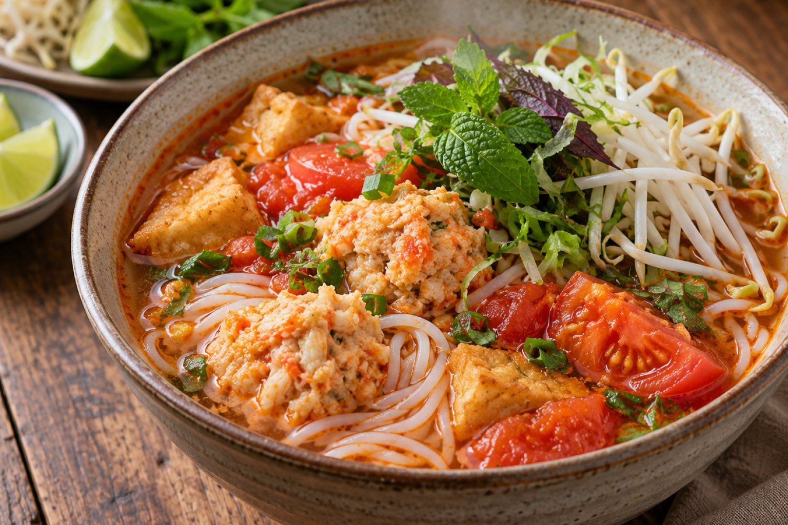 Vietnamesischer Bun Rieu mit Krabbenklößchen