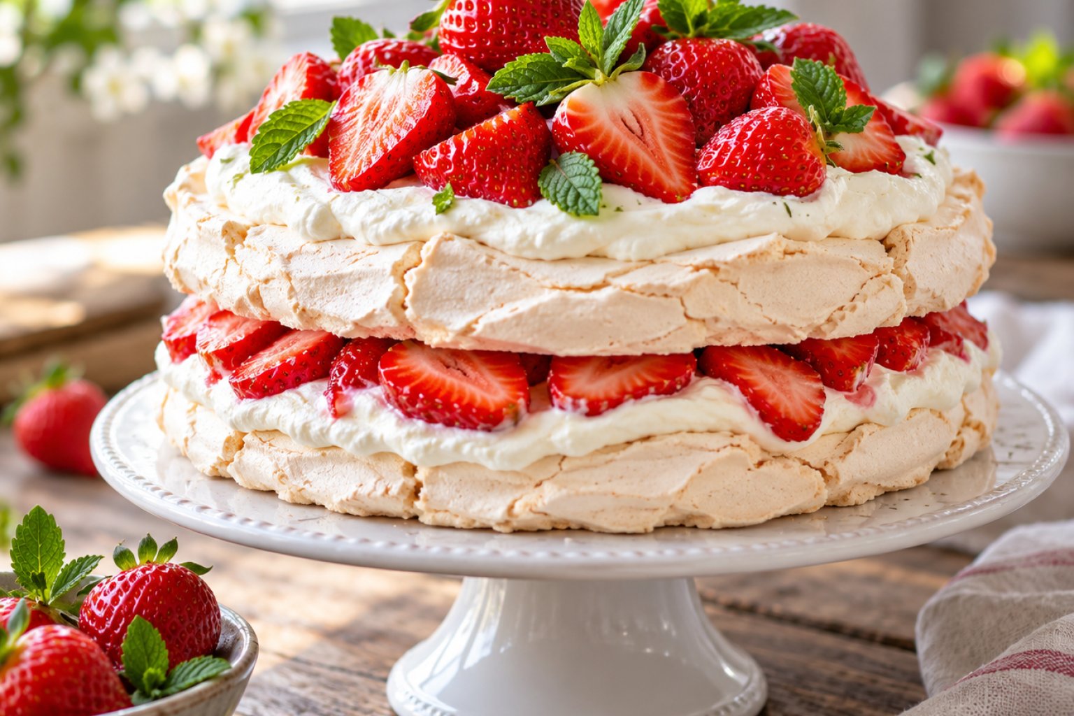Protein-Erdbeer-Baiser-Torte ohne Zucker