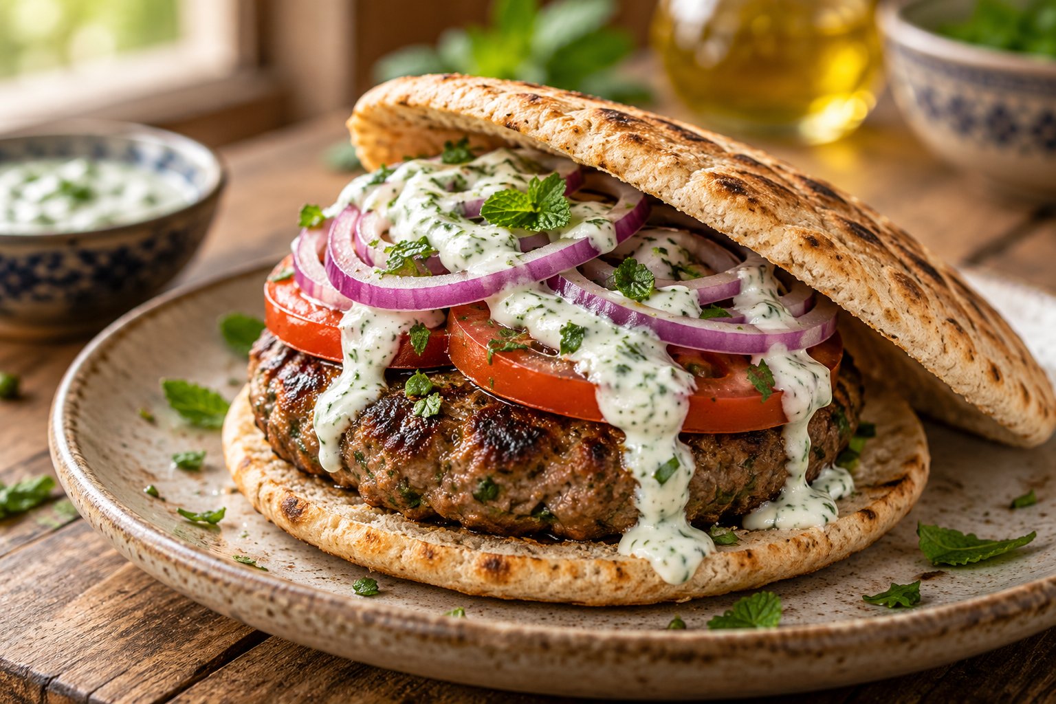Marokkanischer Lammburger mit Minz-Joghurt