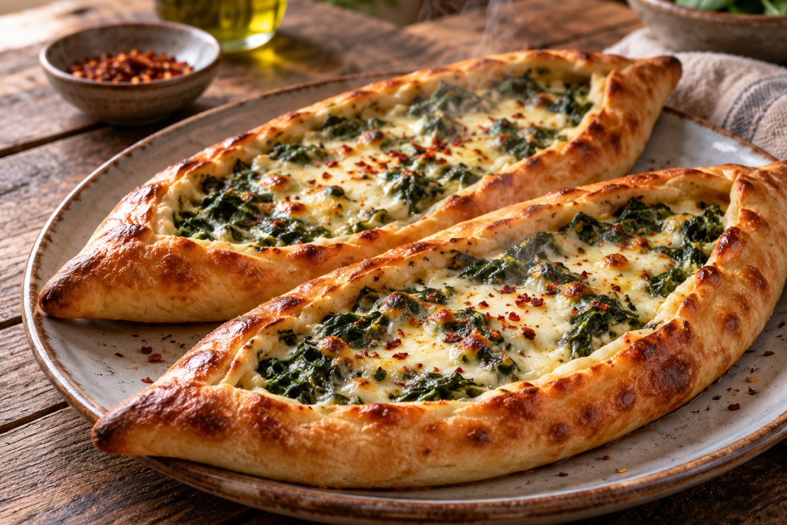 Türkischer Pide mit Spinat und Käse – Rezept mit Kalorien und Nährwerten