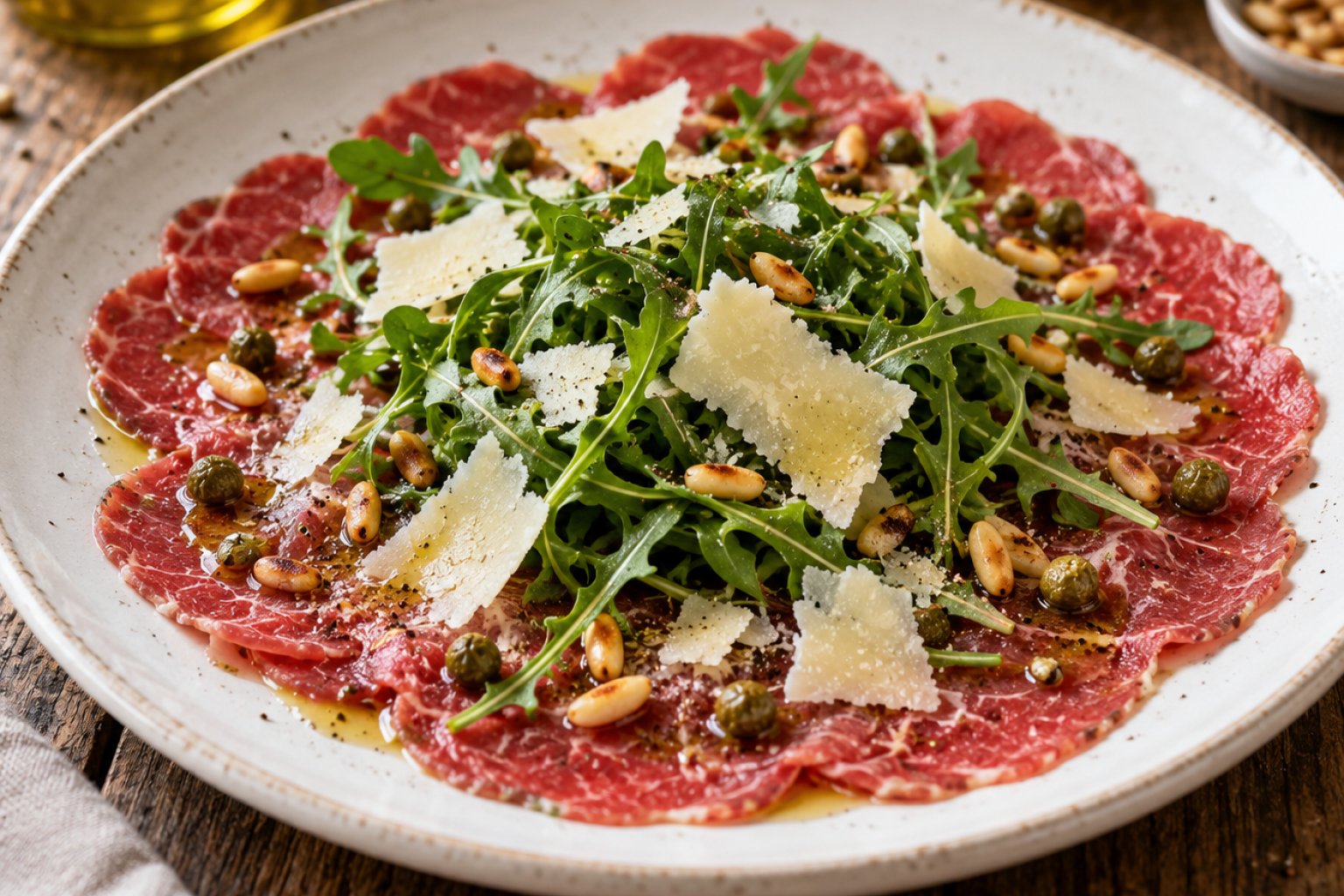 Rinderfilet-Carpaccio mit Rucola und Parmesan