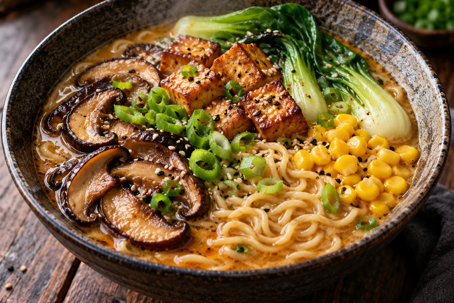 Vegane Shiitake-Ramen mit Miso-Brühe