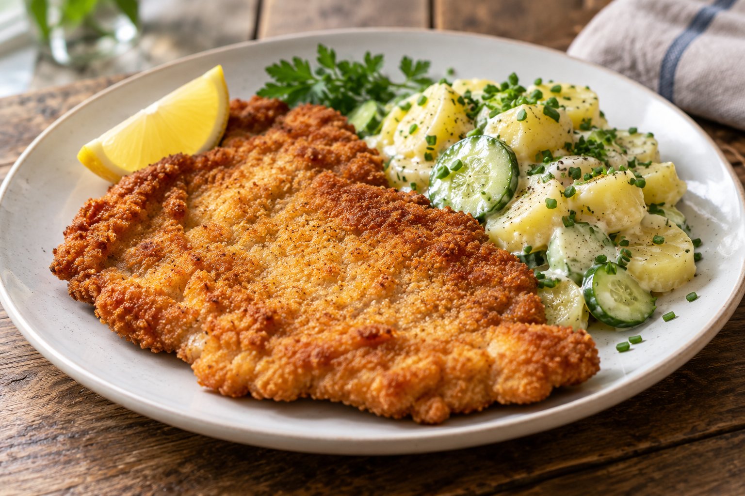 Kalbsschnitzel Wiener Art mit Kartoffel-Gurkensalat