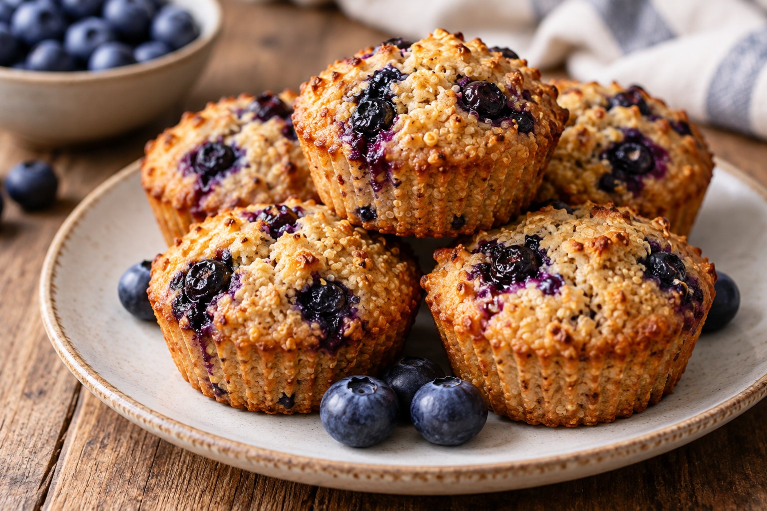 Protein-Quinoa-Frühstücksmuffins mit Blaubeeren – Rezept mit Kalorien und Nährwerten