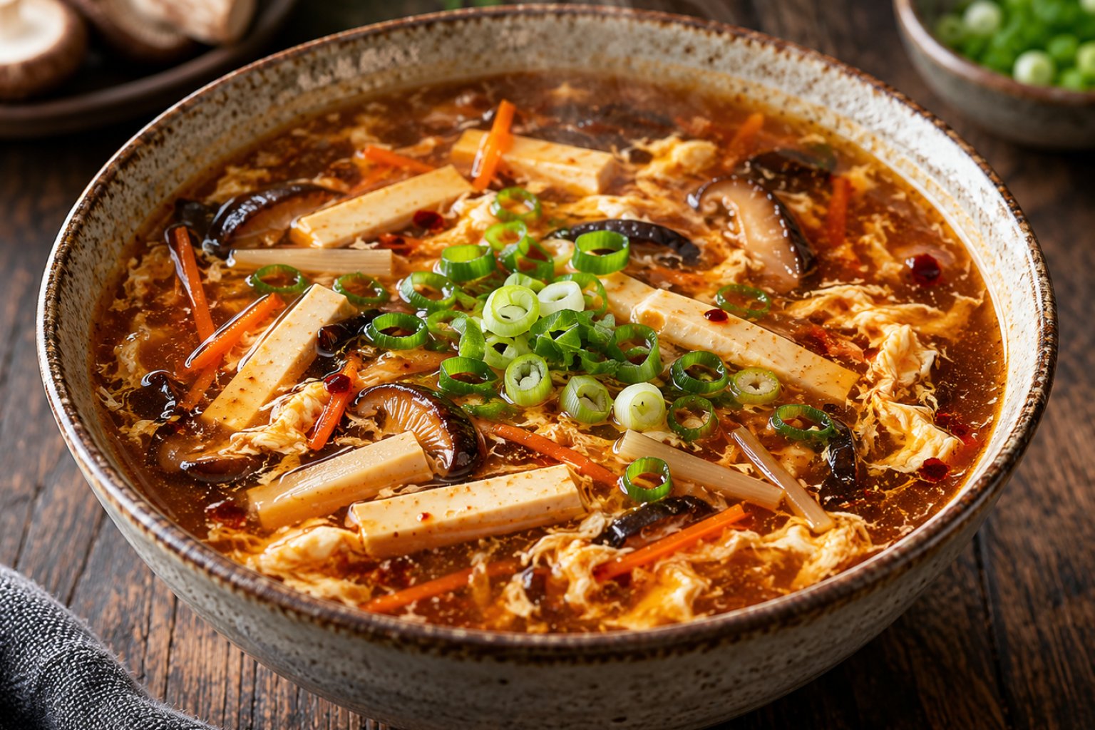 Chinesische Sauer-Scharf-Suppe mit Tofu – Rezept mit Kalorien und Nährwerten