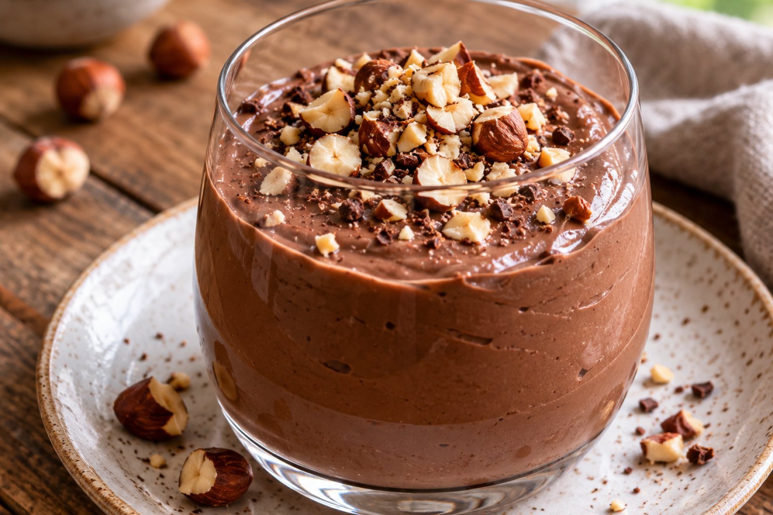 Skyr-Schoko-Protein-Pudding mit Haselnüssen