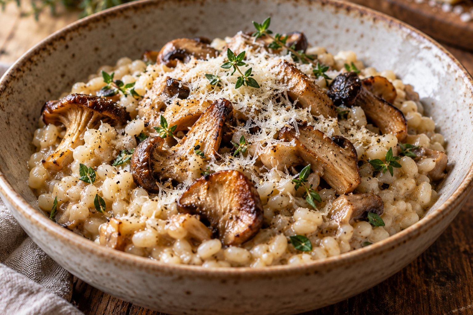 Pilz-Graupen-Risotto mit Parmesan