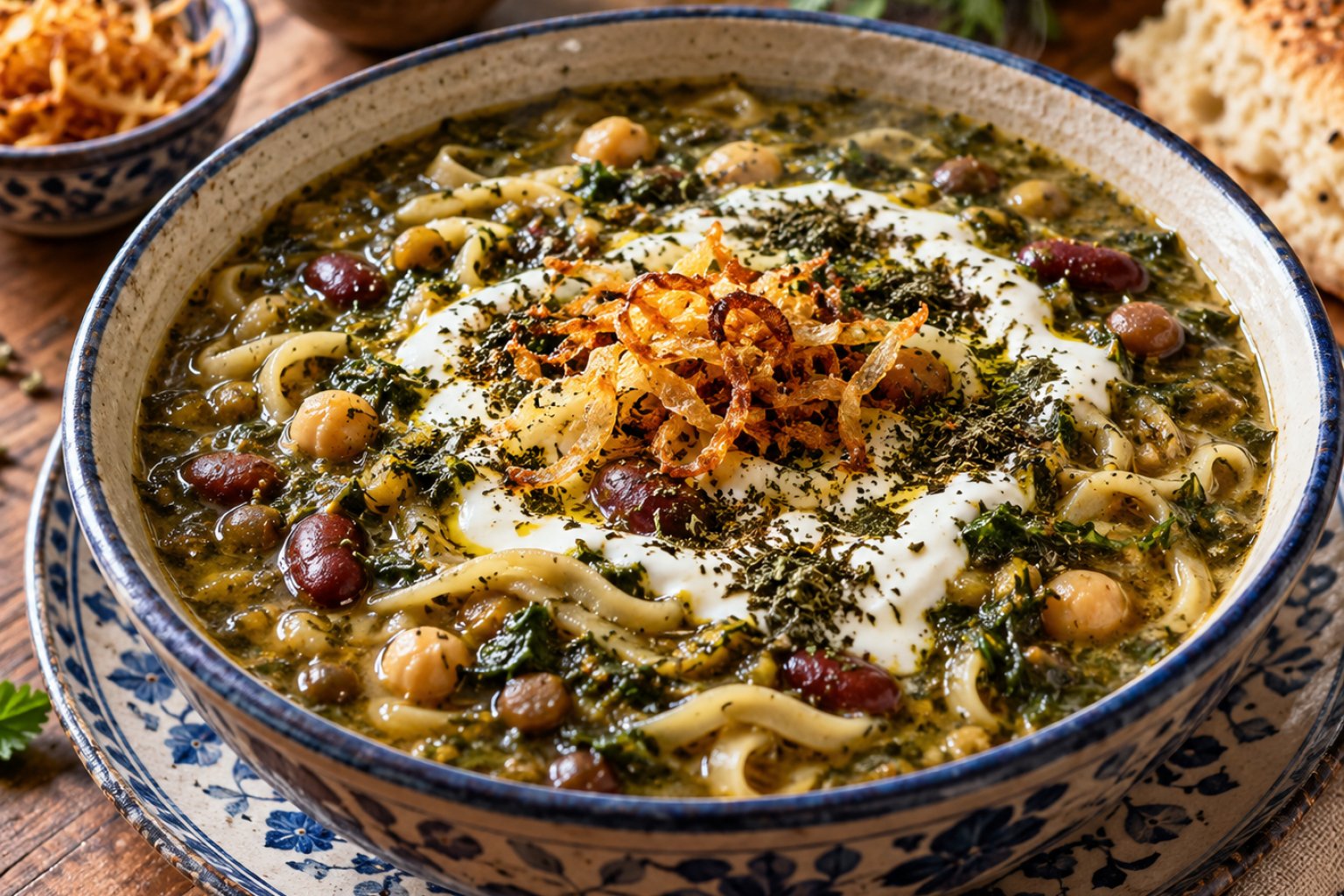 Persische Kräuter-Bohnen-Suppe Ash Reshteh